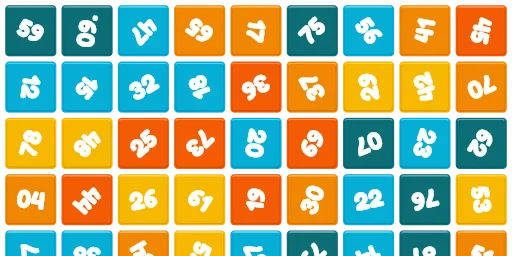 81 Rush game board with colorful number tiles